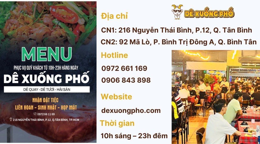 Nhà hàng Dê Xuống Phố phục vụ các món dê ngon chuẩn vị tại TP.HCM